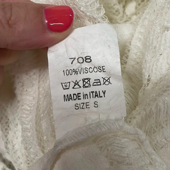 Tempo Paris White Crochet Lace Cover up Resort Wear Summer Small Made in Italy - Picture 3 of 5